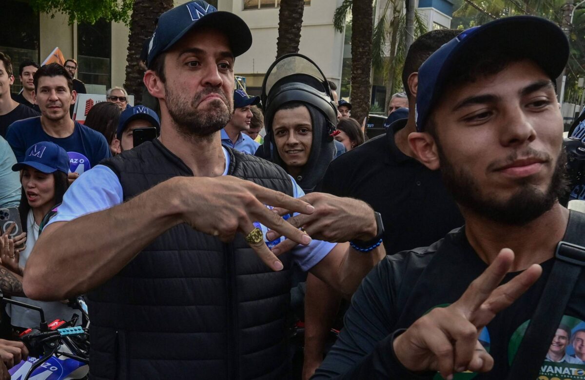 Candidato Pablo Marçal (PRTB) durante evento de campanha em São Paulo