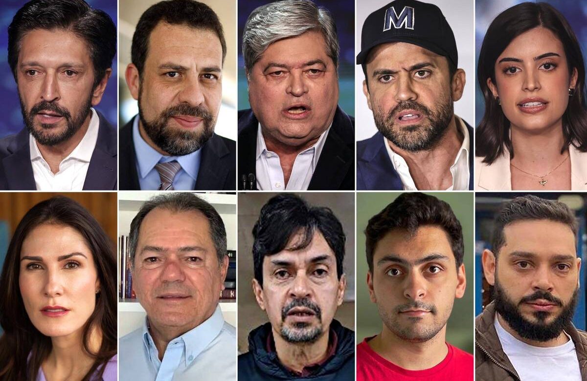 Na montagem, os candidatos a prefeito de SP