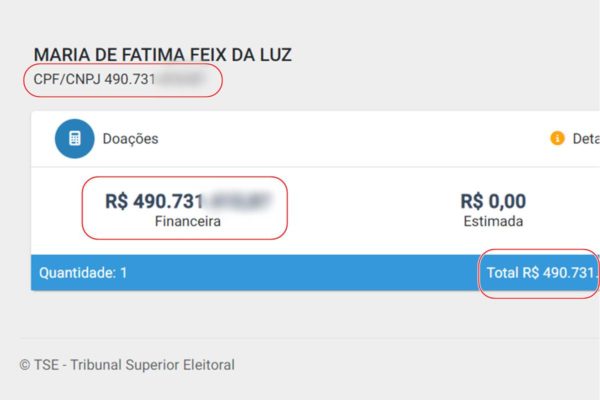 R$ 490 mi? Doadora eleitoral erra e digita o CPF no lugar do valor