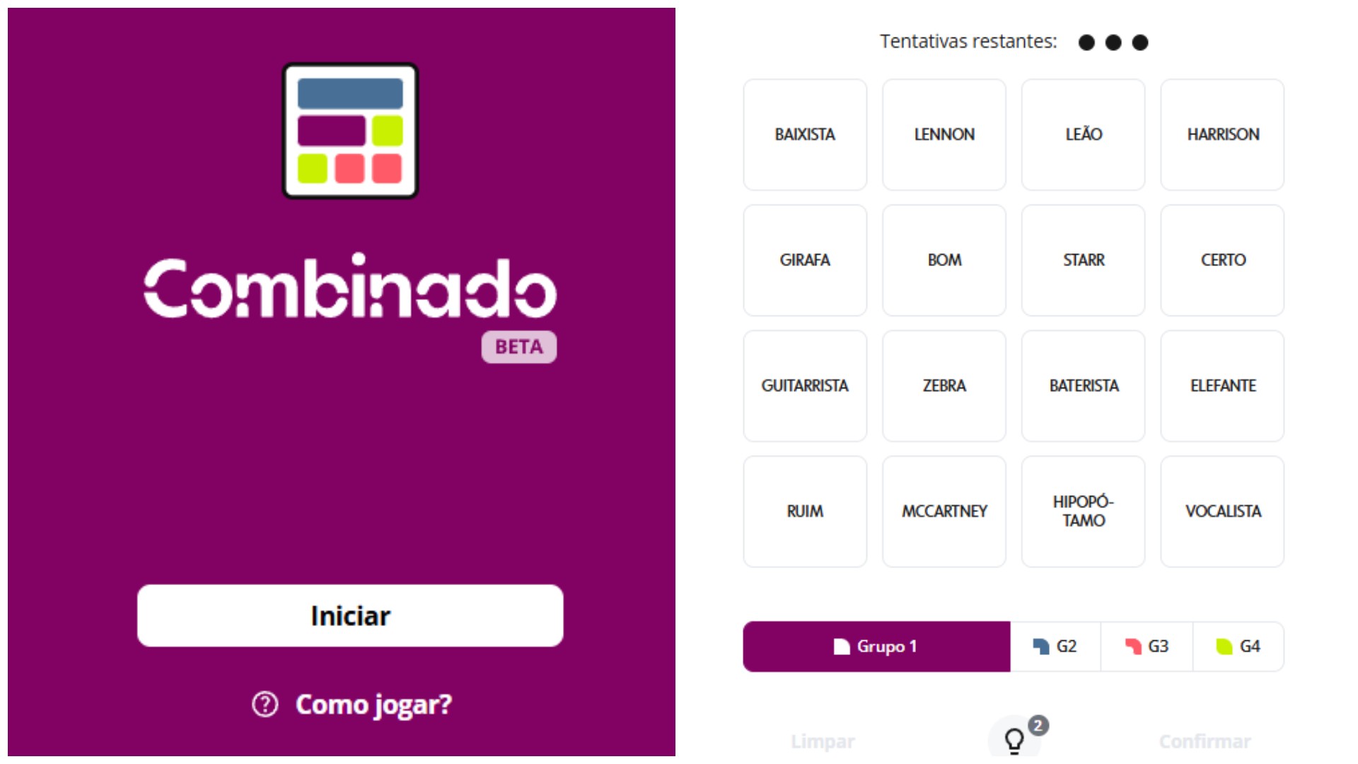 g1 jogos lança 'Combinado'; desafio testa raciocínio lógico e vocabulário