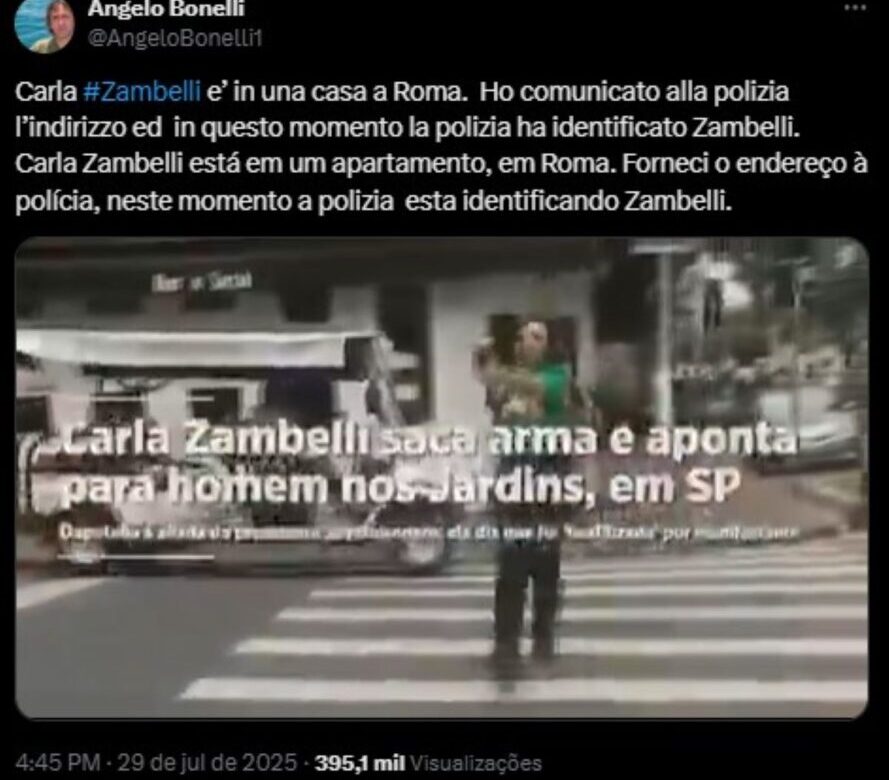 Deputado italiano que entregou Zambelli pedia extradição desde junho