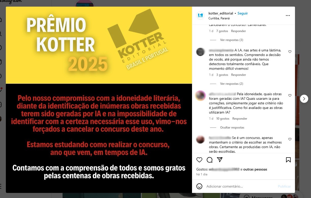 Editora de Curitiba cancela prêmio literário após inscrições de obras feitas por Inteligência Artificial | Paraná