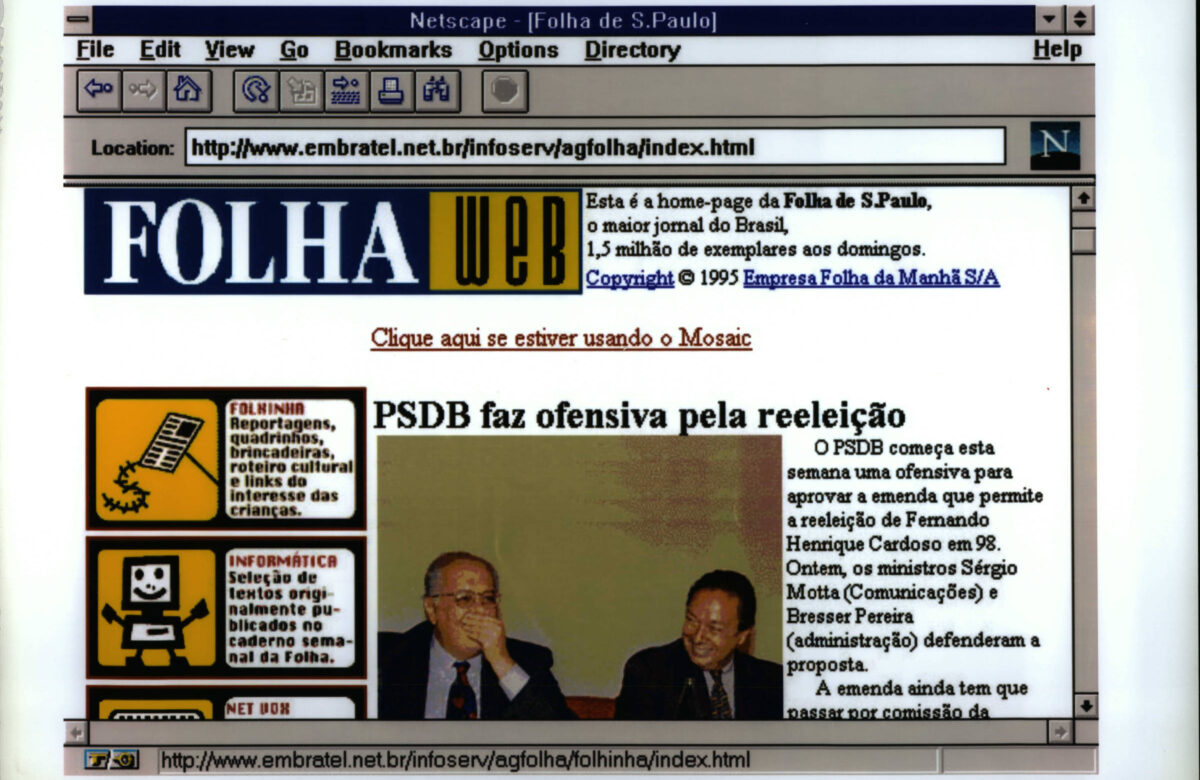 Página da Folha Web em 1995